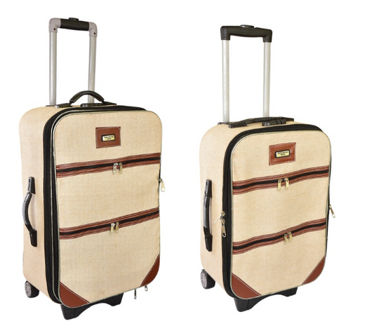 OXFORD JUTE TROLLEY BAG COMBO (Set of 2) – Jute & Leather Blend Travel Trolleys